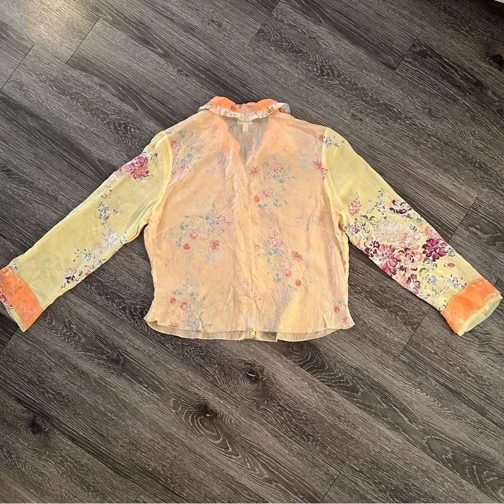 J. Jill Rayon Floral Ruffle Button Down - Picture 7 of 9